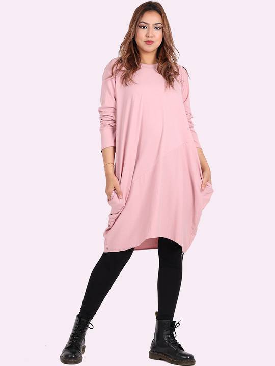 Sasha Cotton Dress - Pink Long Sleeve